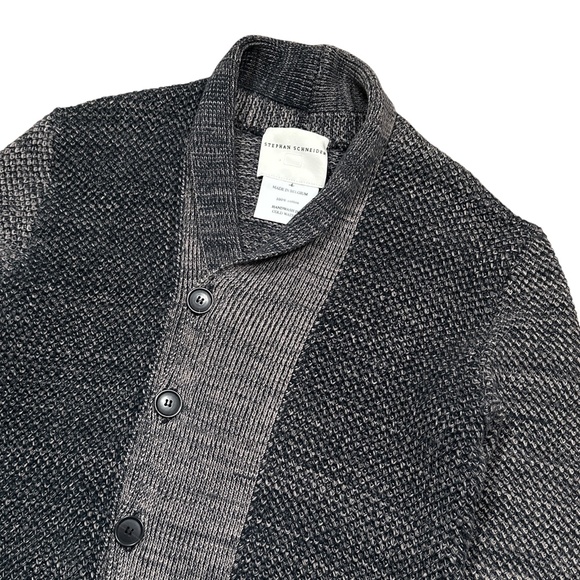Stephan Schneider Heavyweight Knit Cotton Gray Shawl Cardigan Sweater Mens 4 S - Picture 3 of 6
